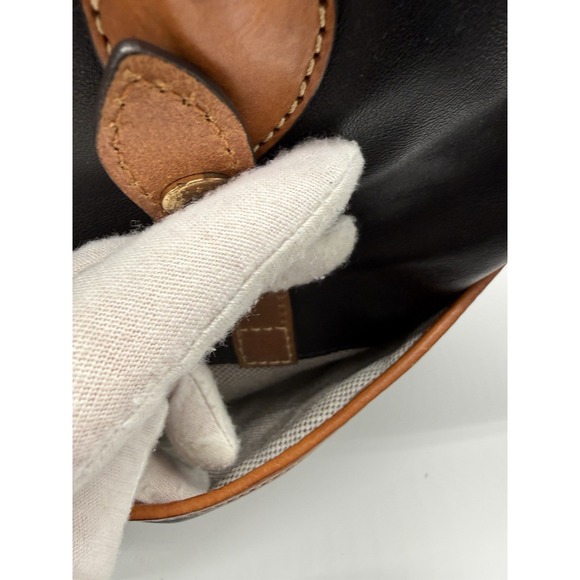 Dooney Bourke Large Black Leather With Cognac Trim Shoulder bag - Picture 13 of 16